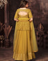 Yellow Georgette Lehenga Suit Back View