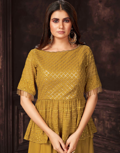 Yellow Georgette Lehenga Suit Salwar Kameez