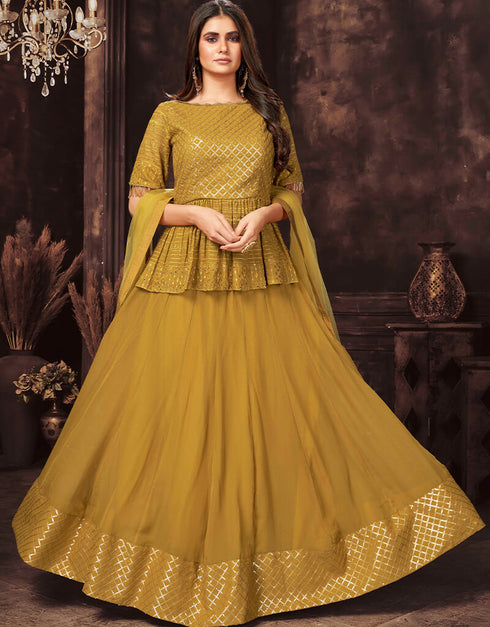 Yellow Georgette Lehenga Suit