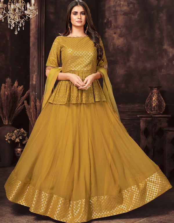 Yellow Georgette Lehenga Suit