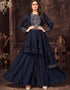 Blue Chinon Sharara Suit