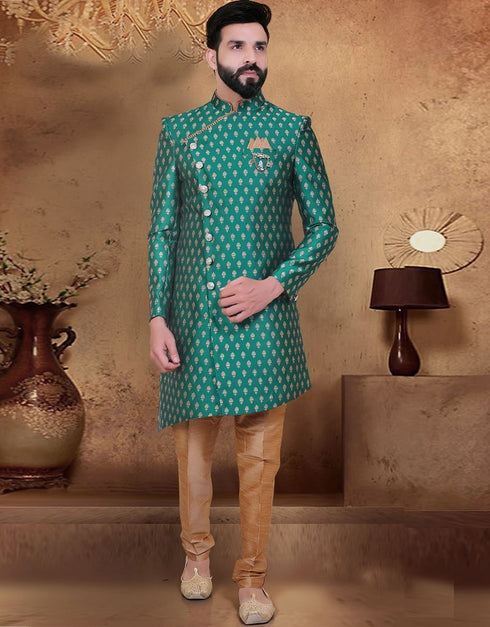 Green Kurta Brocade Pant