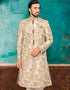 Beige Kurta Brocade Chudidar Closure View