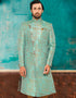 Green Kurta Brocade Chudidar Closure View
