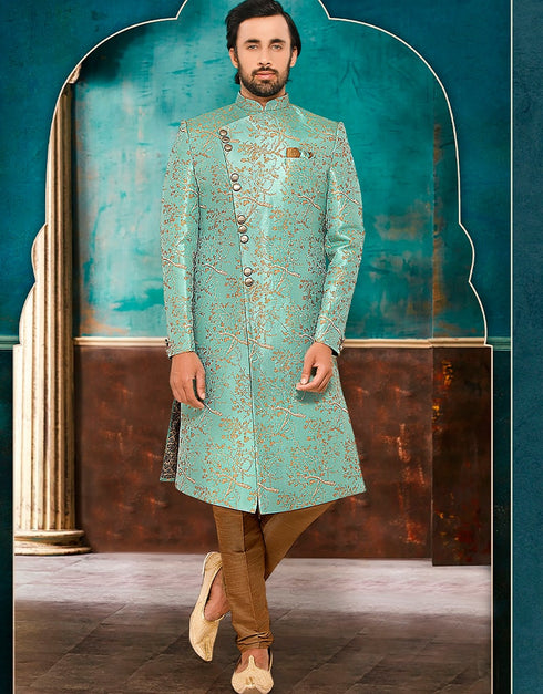 Green Kurta Brocade Chudidar