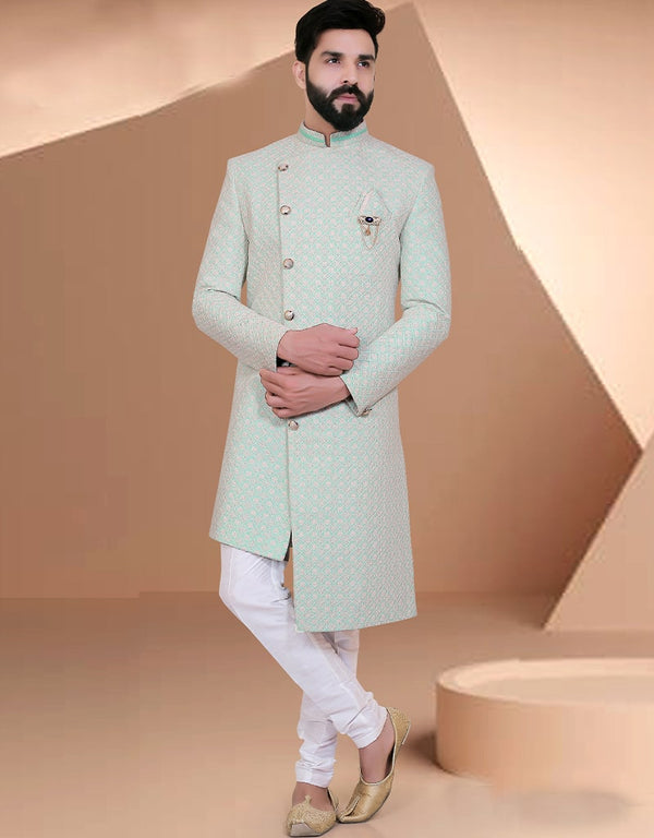 Green Kurta Lucknowi-Jacquard Chudidar