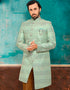 Green Kurta Lucknowi-Jacquard Pant Closure View