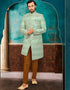 Green Kurta Lucknowi-Jacquard Pant