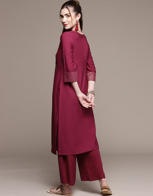 Pink Crepe Palazzo Straight Back View