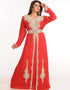 Modest Red Georgette Hand Embroidery Party Wear Kaftan