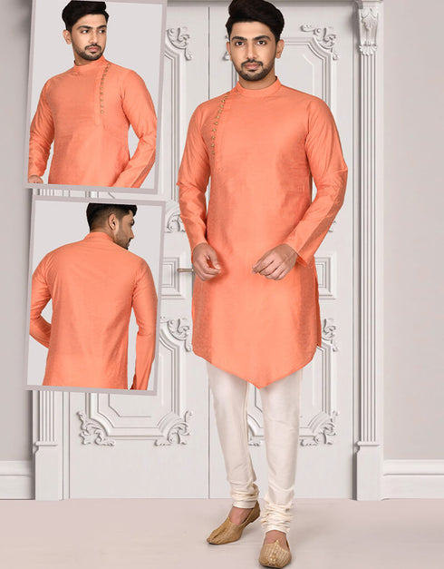 Peach Kurta Cotton Churidar