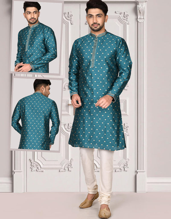 Blue Kurta Brocade Churidar