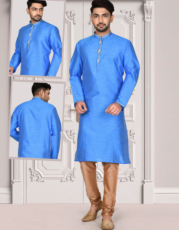 Blue Kurta Brocade Churidar