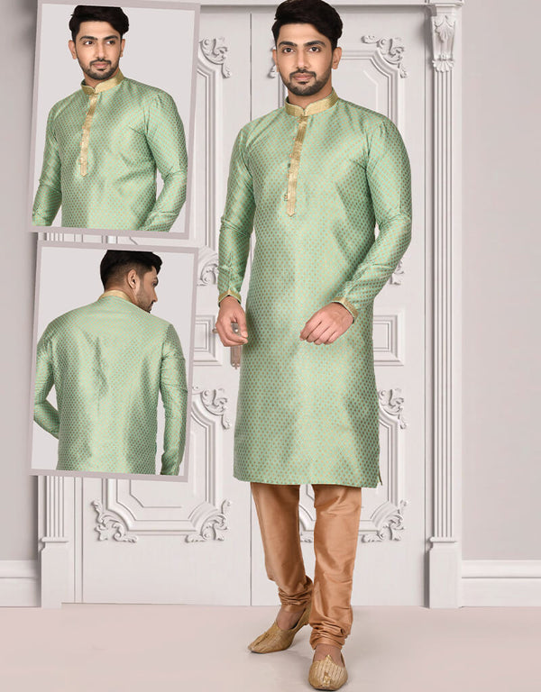 Light Green Kurta Jacquard Churidar