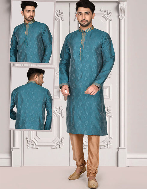 Blue Kurta Brocade Churidar