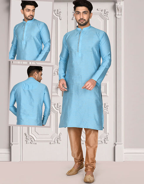 Blue Kurta Brocade Churidar