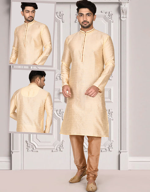 Beige Kurta Brocade Churidar