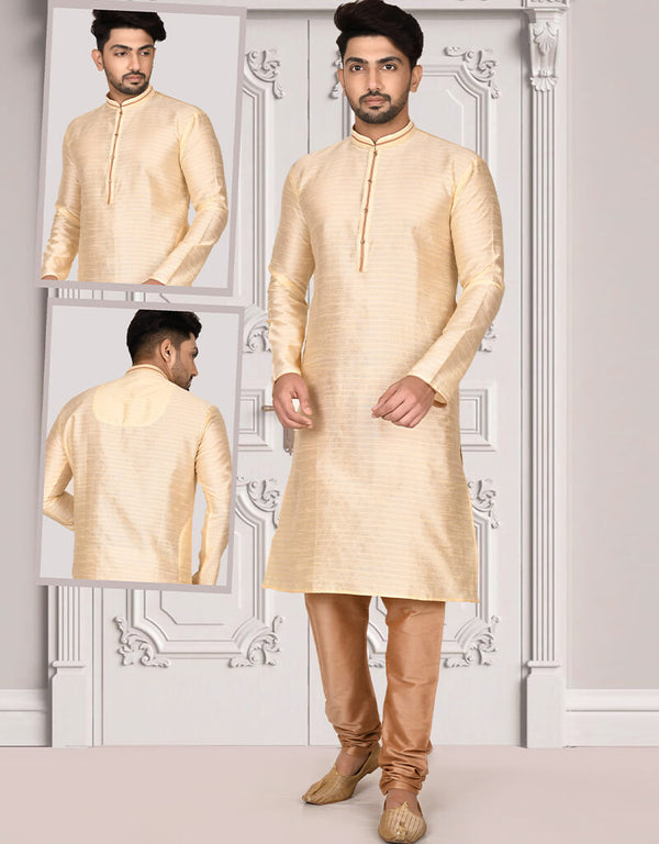 Beige Kurta Brocade Churidar