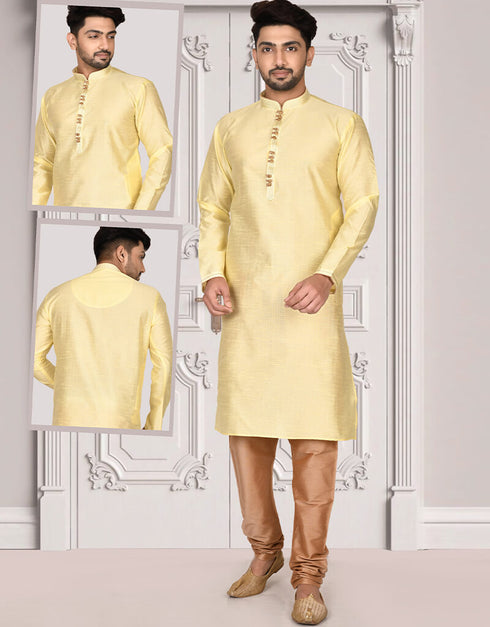 Light Yellow Kurta Brocade Churidar