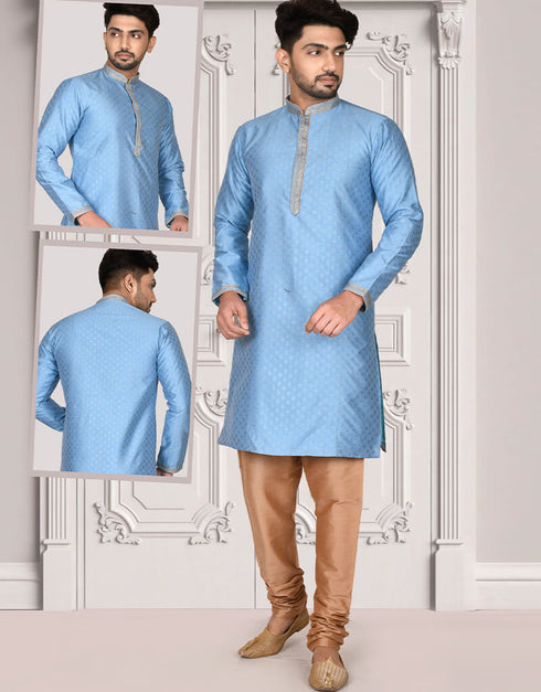 Blue Kurta Brocade Churidar
