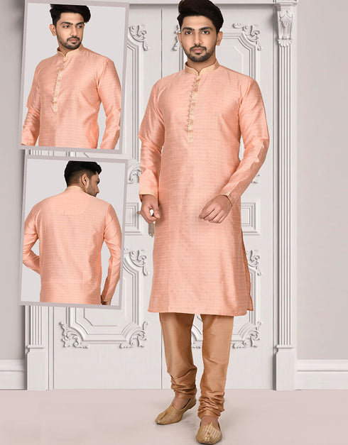 Pink Kurta Brocade Churidar