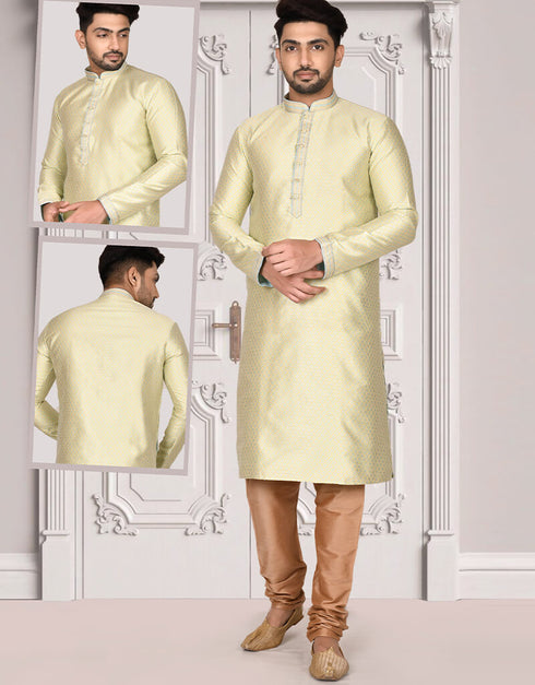 Cream Kurta Jacquard Churidar