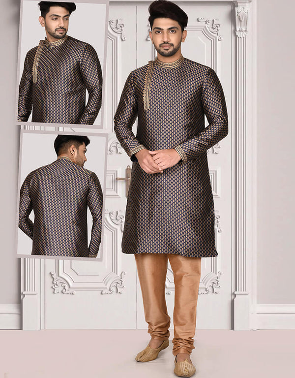 Black Kurta Jacquard Churidar