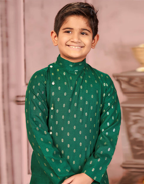 Green Kurta Pajama Pure Cotton Closure View