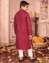 Maroon Kurta Pajama Pure Cotton Closure View