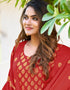 Red Heavy 14 Kg Rayon Anarkali Suit Closure View