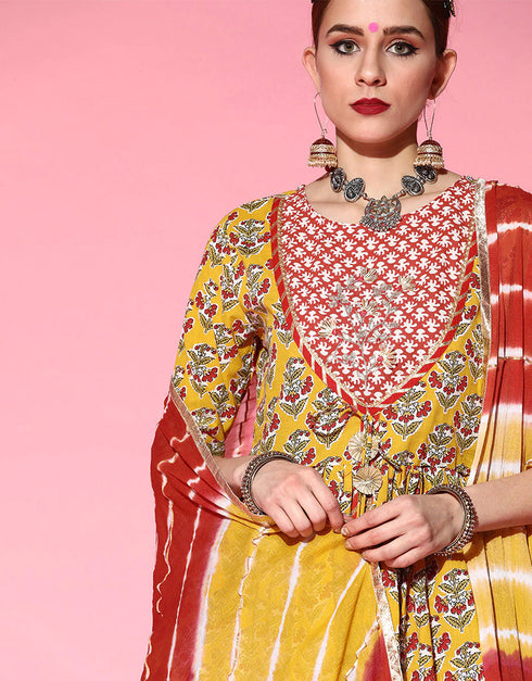 Yellow Pure Cotton Sharara Suit Back View