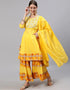 Yellow Pure Cotton Sharara Suit Closure View