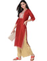 Red Poly Silk Palazzo Suit