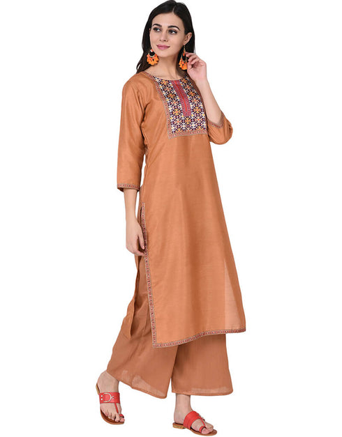 Orange Poly Silk Palazzo Suit