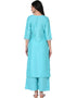 Sky Blue Poly Silk Palazzo Suit Back View
