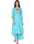 Sky Blue Poly Silk Palazzo Suit