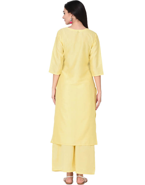 Yellow Poly Silk Palazzo Suit Back View