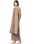 Brown Poly Silk Palazzo Suit Closure View