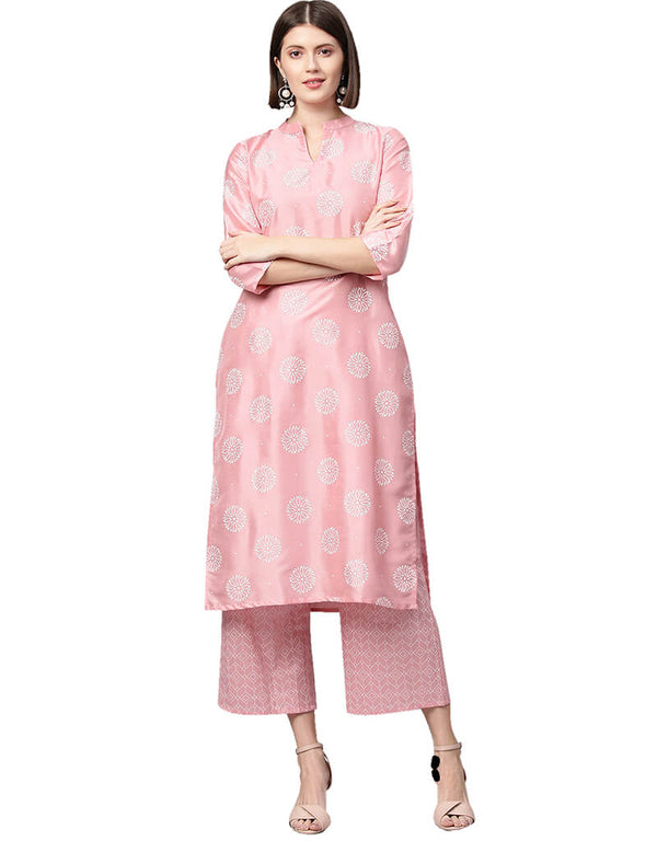 Pink Poly Silk Palazzo Suit