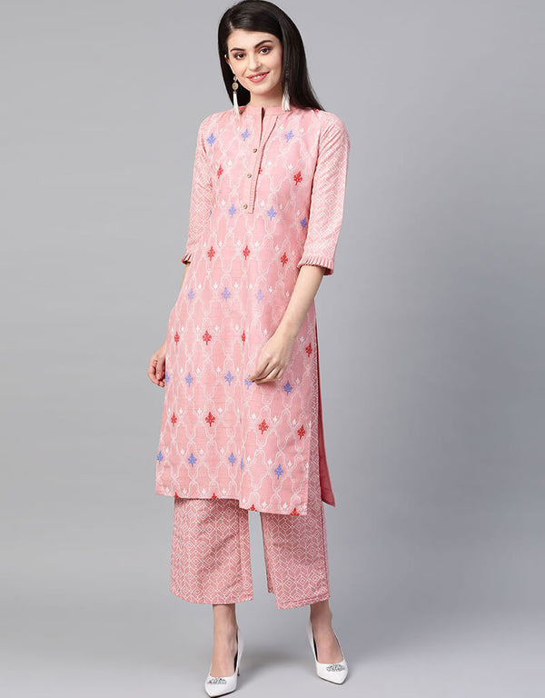 Pink Poly Silk Palazzo Suit
