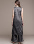 Grey Poly Silk Palazzo Suit Back View