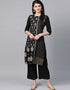 Black Poly Silk Palazzo Suit
