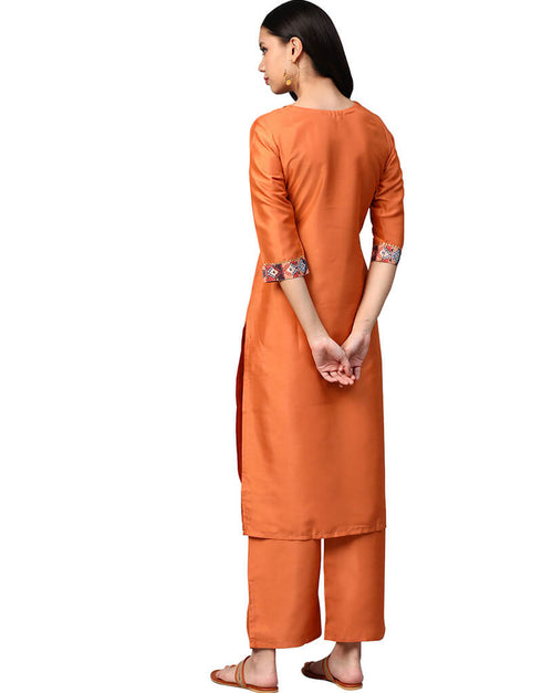 Orange Poly Silk Palazzo Suit Back View