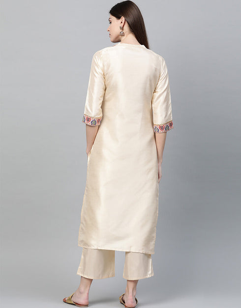 White Poly Silk Palazzo Suit Back View