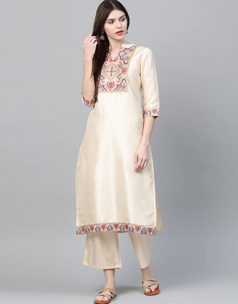 White Poly Silk Palazzo Suit