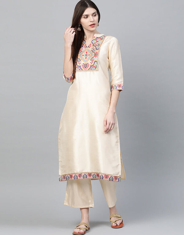 White Poly Silk Palazzo Suit