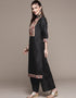 Black Poly Silk Palazzo Suit Closure View