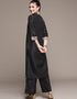 Black Poly Silk Palazzo Suit Back View
