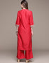 Red Poly Silk Palazzo Suit Back View
