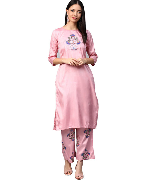 Pink Poly Silk Palazzo Suit